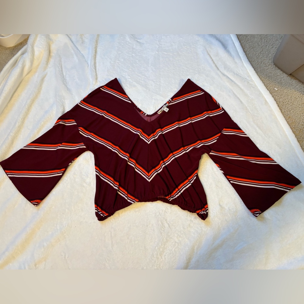 NWOT Express Burgundy & Orange Striped Dress Shirt 🍊